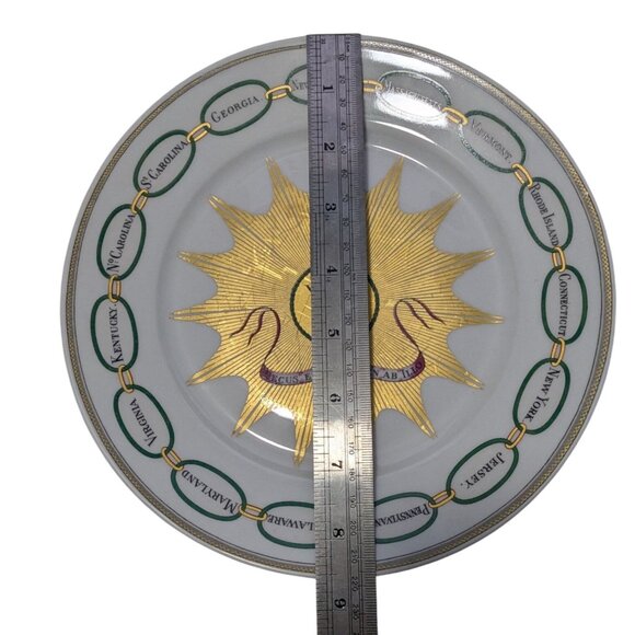 Martha Washington Haviland Salad Plate Gold Starburst St names in Green Rings Li - Picture 4 of 14